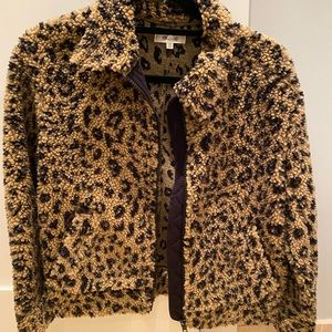 Madewell Leopard Sherpa Bomber Jacket size XS